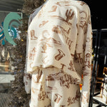 Western Print Sweat Shorts In Cream - Infinity Raine
