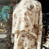 Western Print Sweat Shorts In Cream - Infinity Raine