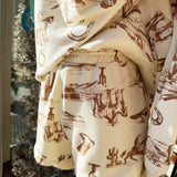 Western Print Sweat Shorts In Cream - Infinity Raine