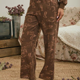 Western Print Sweatpants In Brown - Infinity Raine