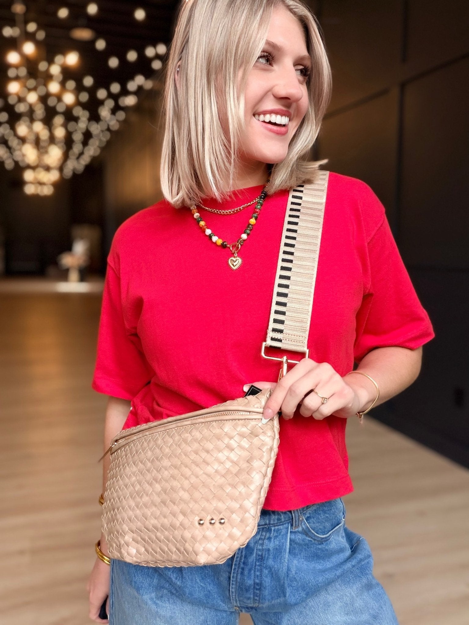 Westlyn Woven Bum Bag In Taupe - Infinity Raine