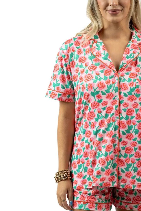 Whimsical Rose Loungewear Short Set In Pink - Infinity Raine
