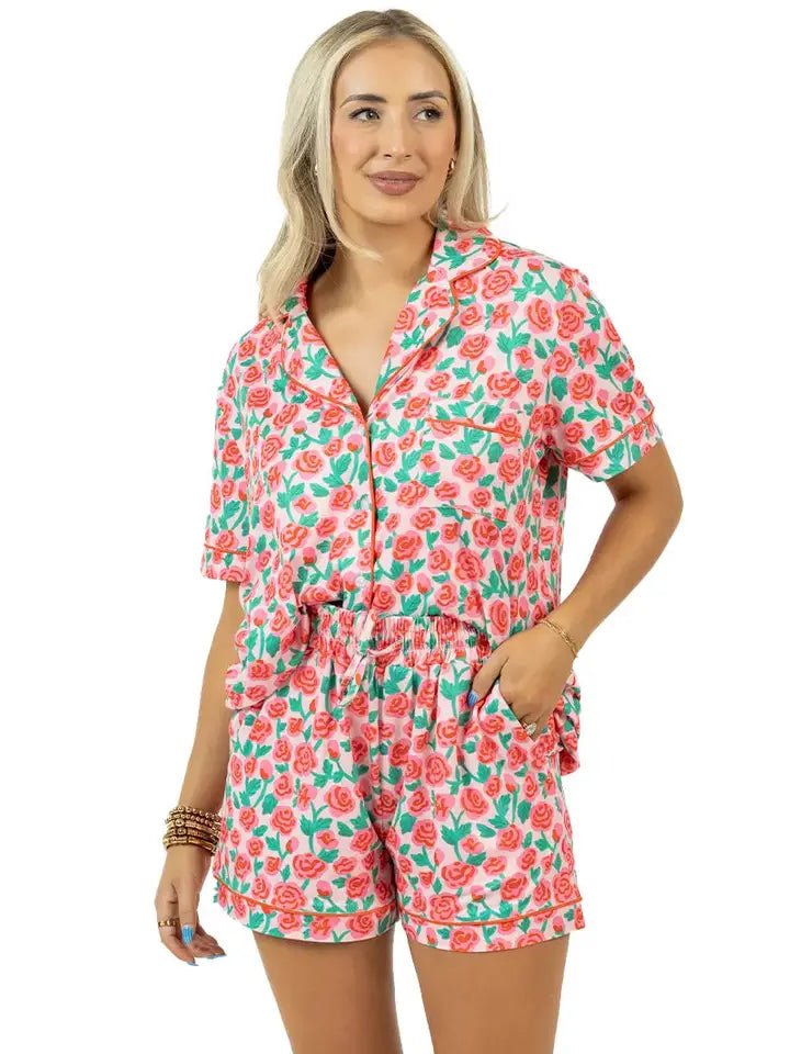 Whimsical Rose Loungewear Short Set In Pink - Infinity Raine