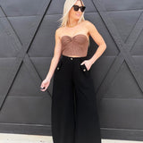 Wide-leg Flap Pocket Pants In Black - Infinity Raine