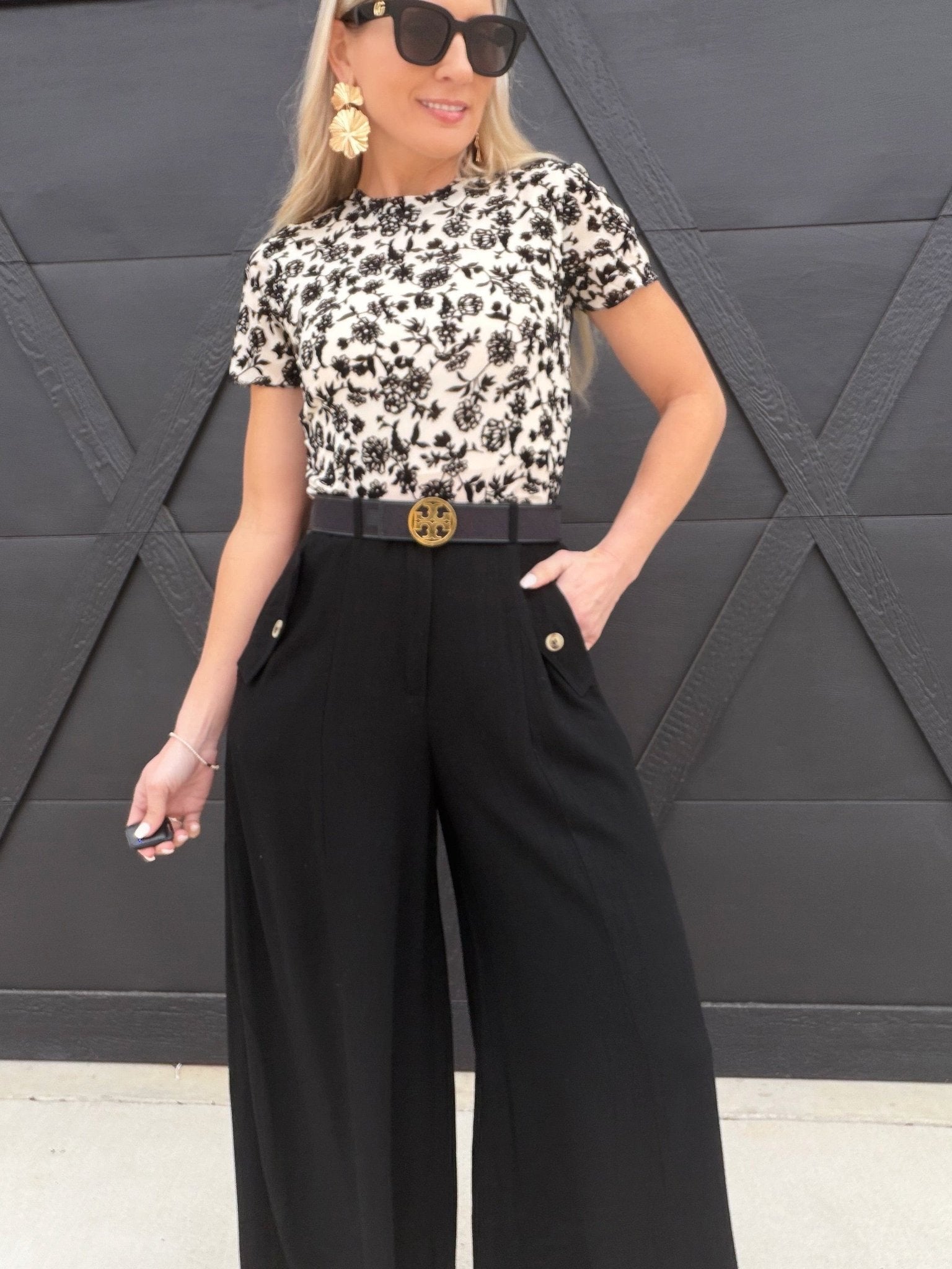 Wide-leg Flap Pocket Pants In Black - Infinity Raine