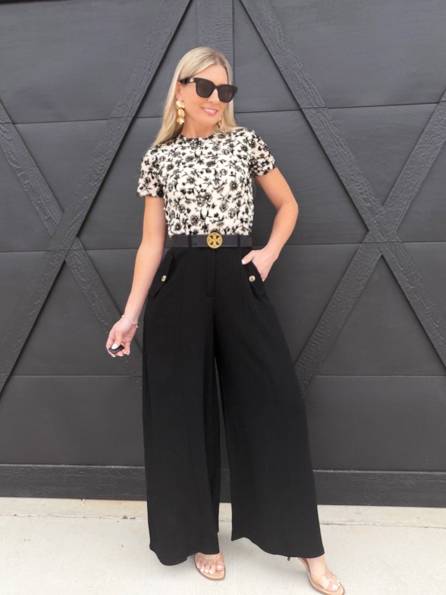 Wide-leg Flap Pocket Pants In Black - Infinity Raine