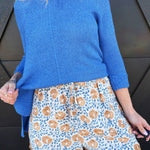Wild Floral Shorts In Blue & Rust - Infinity Raine