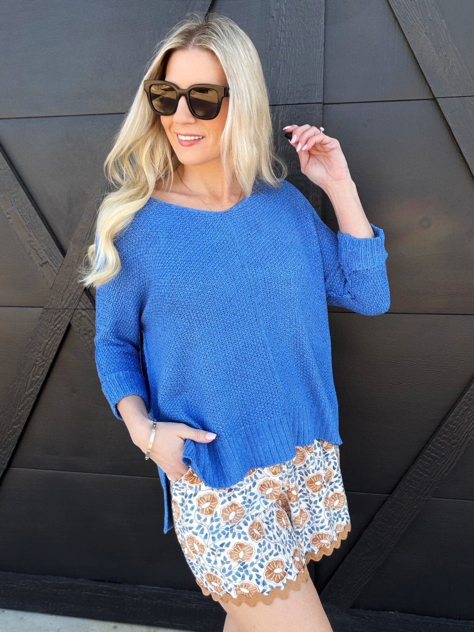 Wild Floral Shorts In Blue & Rust - Infinity Raine