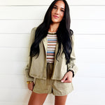 Wildhearted Buttoned Jacket In Olive Green - Infinity Raine