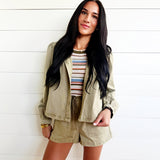 Wildhearted Buttoned Jacket In Olive Green - Infinity Raine