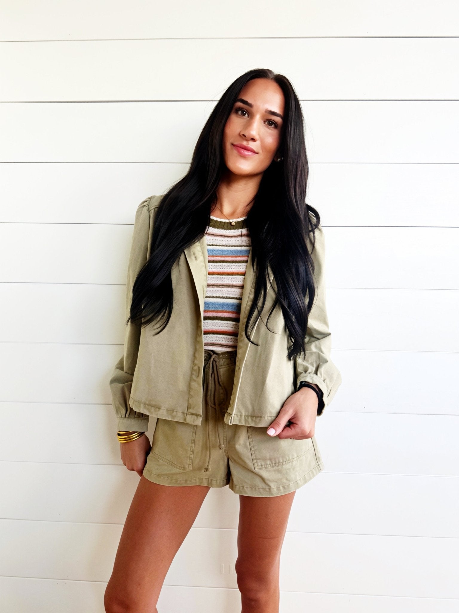 Wildhearted Buttoned Jacket In Olive Green - Infinity Raine