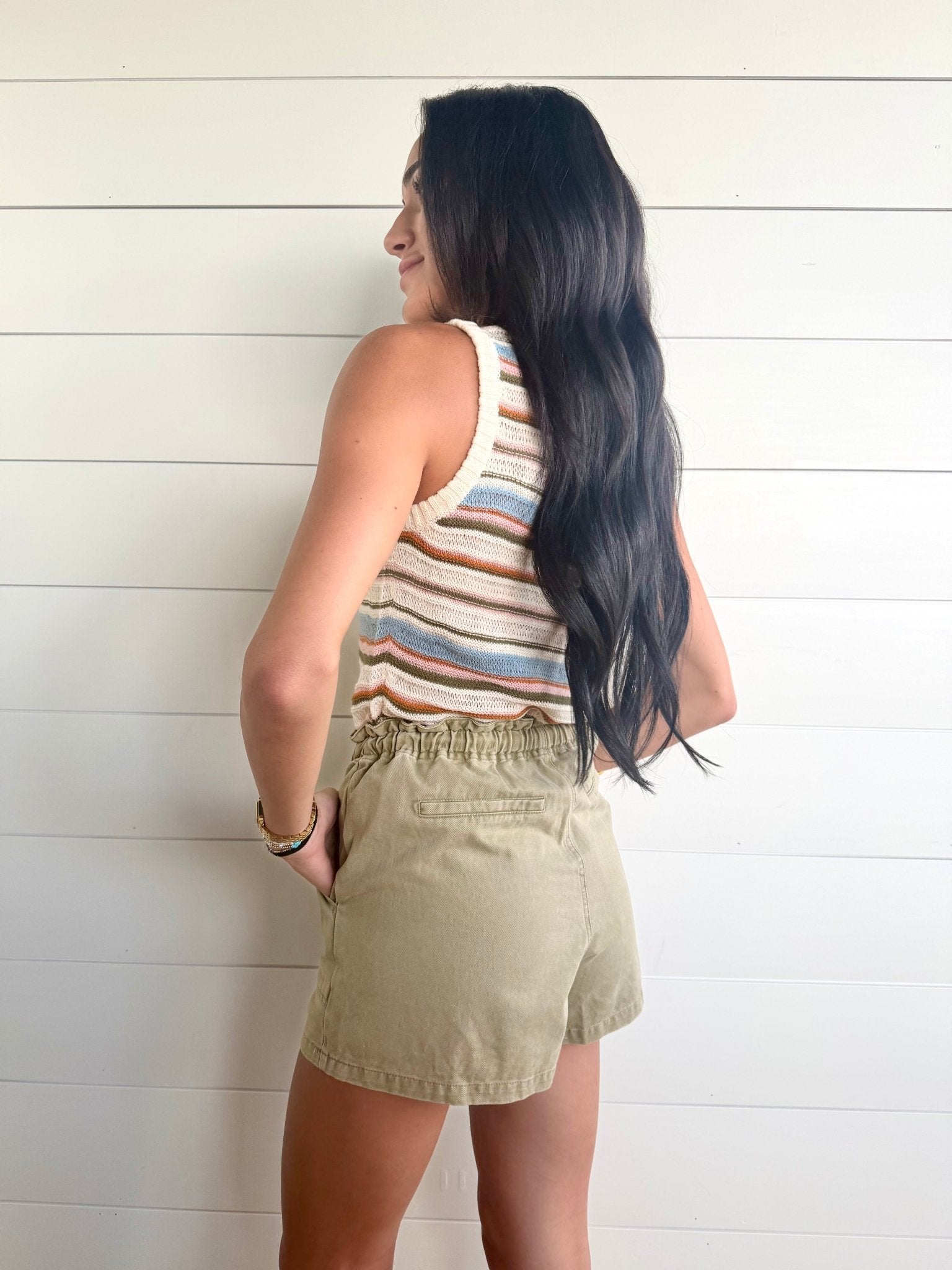 Wildhearted Tie Waist Shorts In Olive Green - Infinity Raine