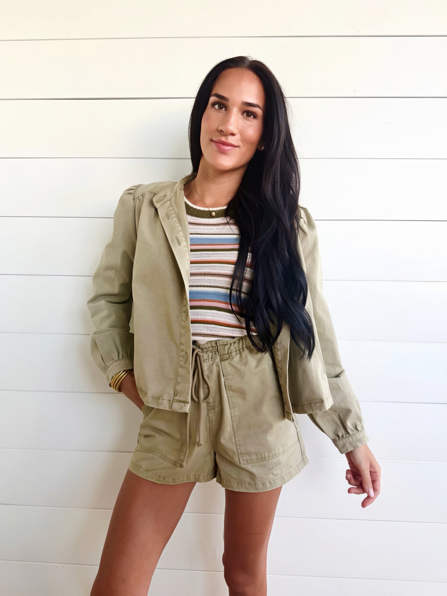 Wildhearted Tie Waist Shorts In Olive Green - Infinity Raine