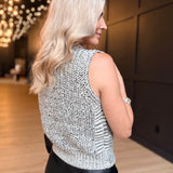 Williams Sleeveless Sweater in Ivory Black - Infinity Raine