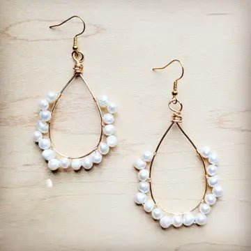 Wire Wrapped Freshwater Pearl Beaded Hoop Earrings - Infinity Raine