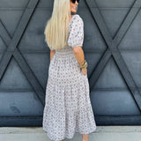 Abstract Print Maxi Dress In Cream - Infinity Raine