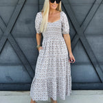 Abstract Print Maxi Dress In Cream - Infinity Raine