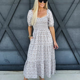 Abstract Print Maxi Dress In Cream - Infinity Raine