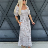 Abstract Print Maxi Dress In Cream - Infinity Raine