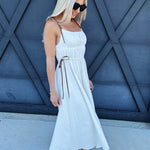 WISHLIST Dresses Contrast Shoulder Tie Midi Dress In Off White