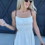 WISHLIST Dresses Contrast Shoulder Tie Midi Dress In Off White