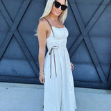 WISHLIST Dresses Contrast Shoulder Tie Midi Dress In Off White