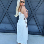 WISHLIST Dresses Contrast Shoulder Tie Midi Dress In Off White