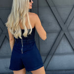 Denim Tube Romper In Dark - Infinity Raine