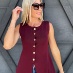 Fine Knit Peplum Top In Burgundy - Infinity Raine