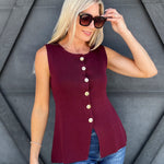 Fine Knit Peplum Top In Burgundy - Infinity Raine