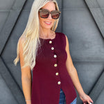 Fine Knit Peplum Top In Burgundy - Infinity Raine