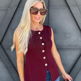 Fine Knit Peplum Top In Burgundy - Infinity Raine