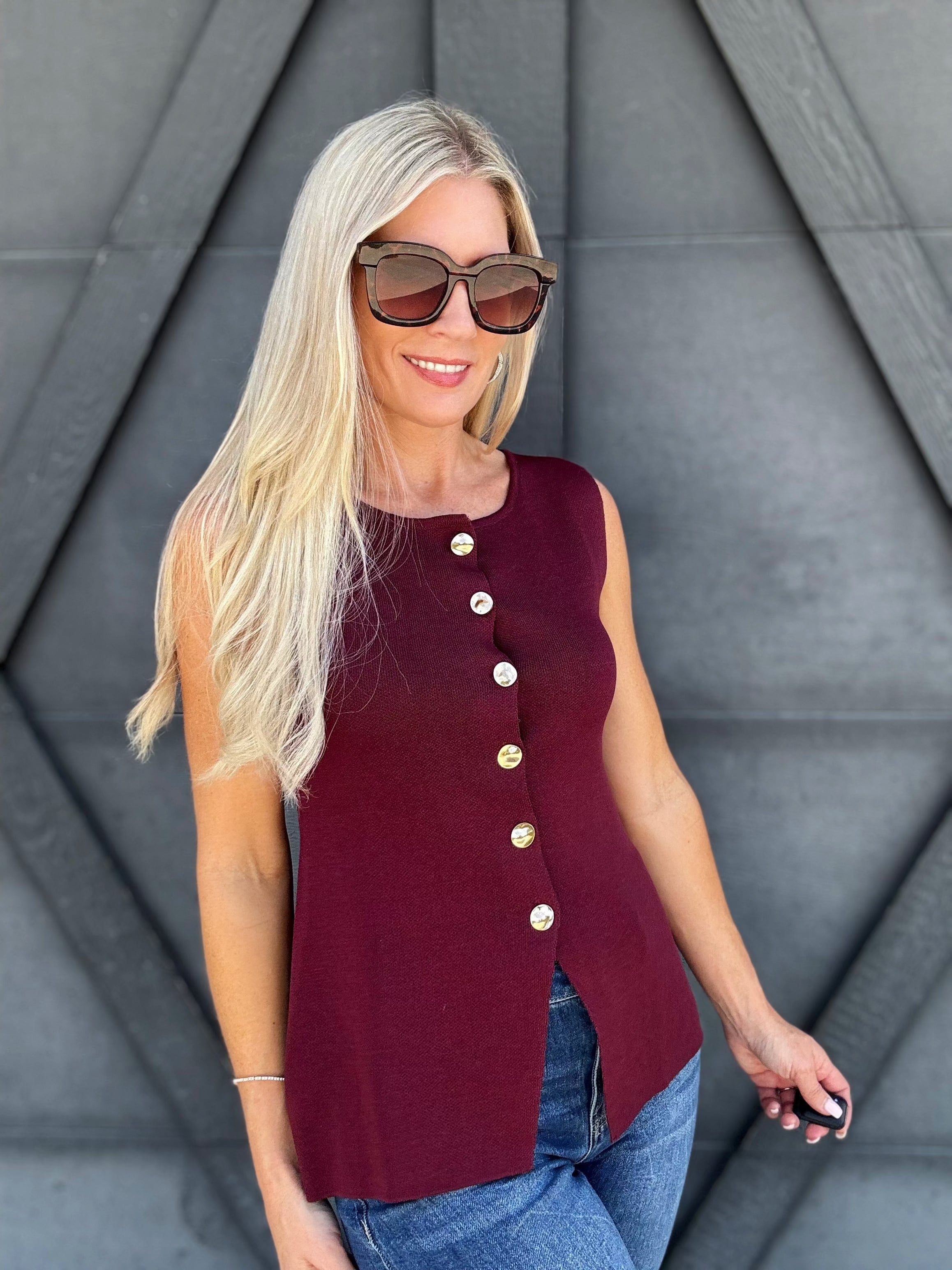 Fine Knit Peplum Top In Burgundy - Infinity Raine