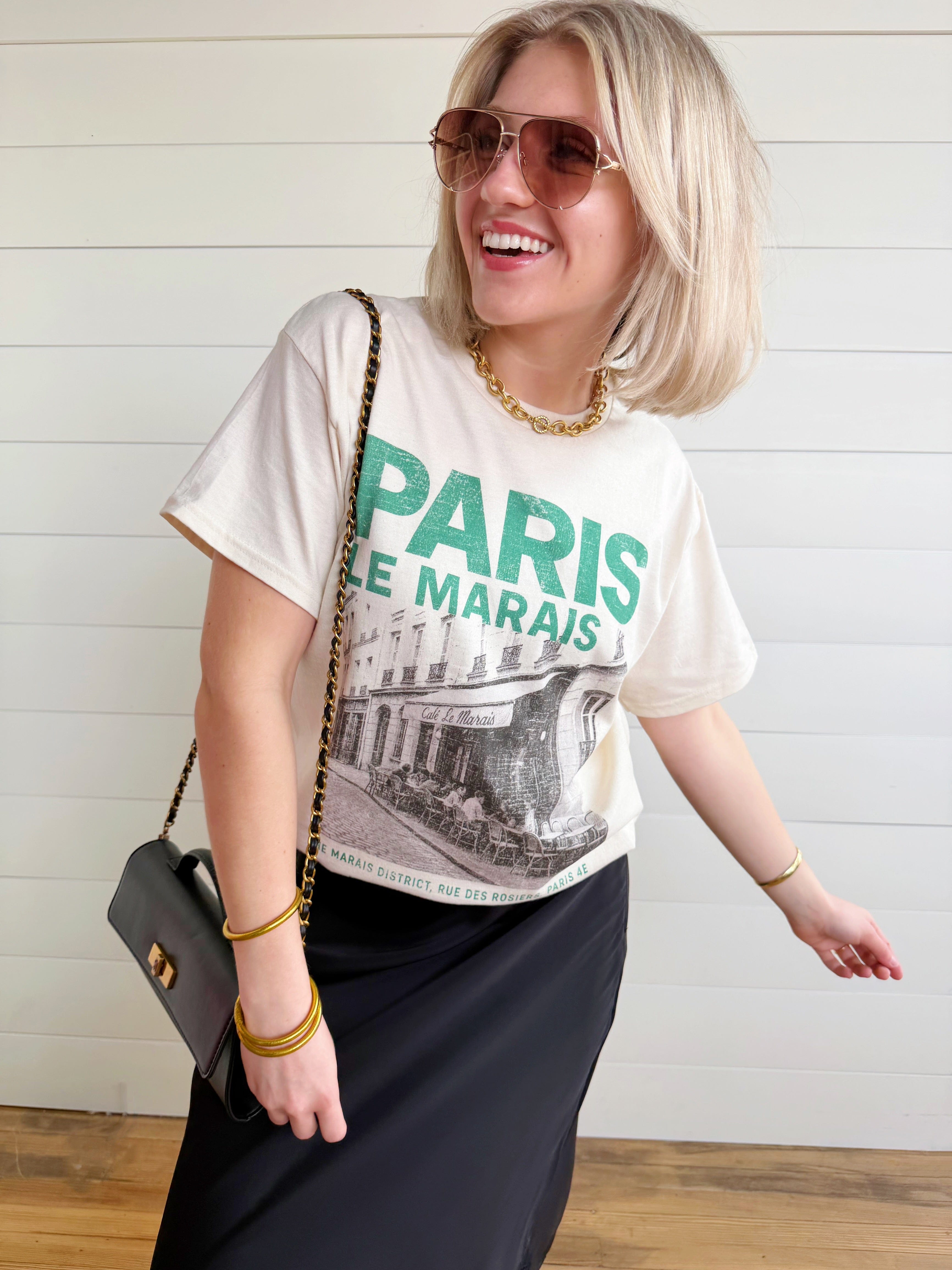 WKNDER Tops - Tees Le Marais Paris Oversized Graphic Tee In Ivory