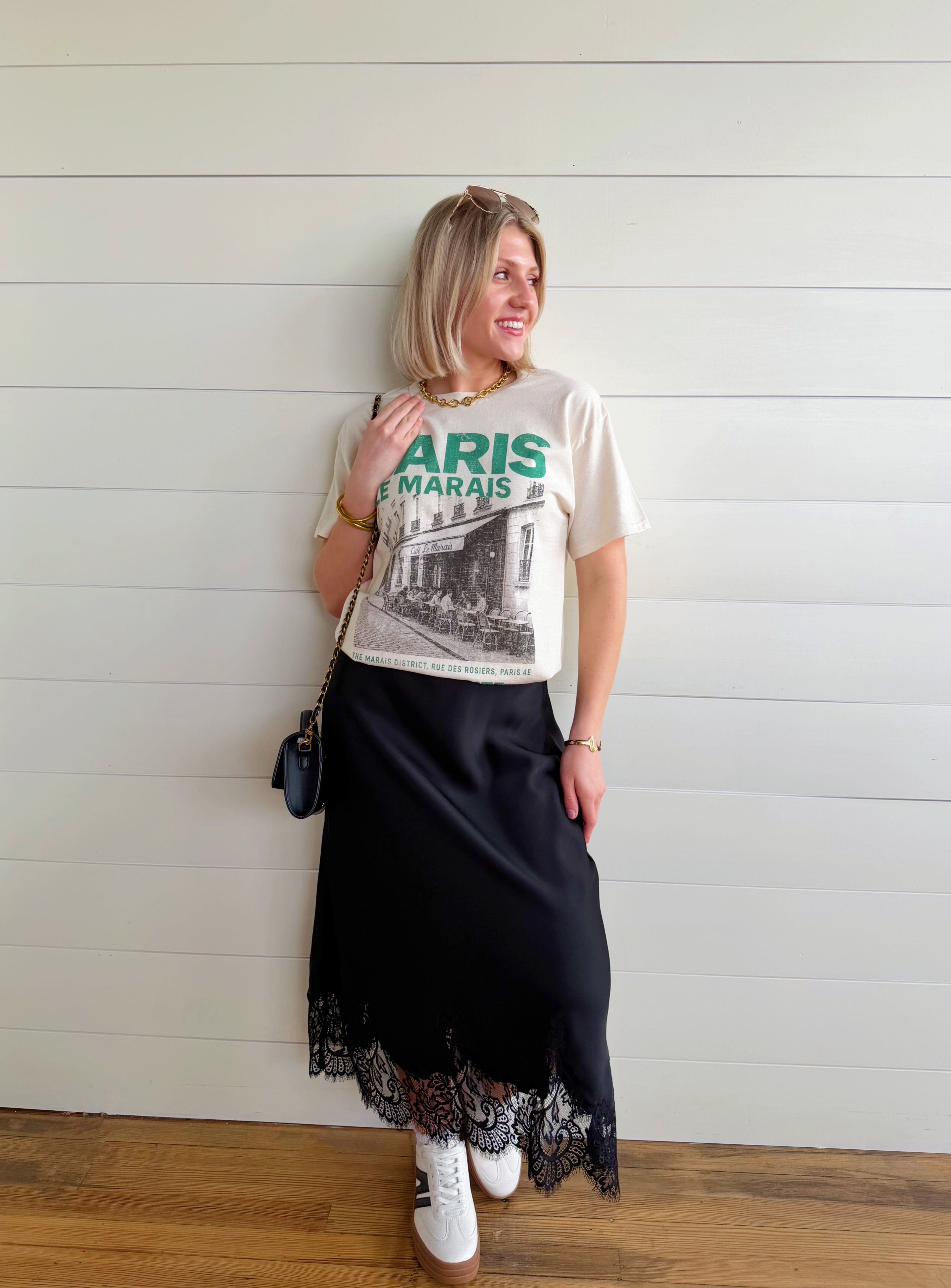 WKNDER Tops - Tees Le Marais Paris Oversized Graphic Tee In Ivory