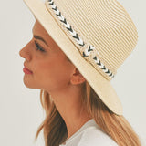 Braided Jute Band Straw Panama Hat In Multi - Infinity Raine
