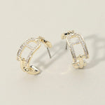 WONA TRADING Jewelry - Earrings Stone Paved Geometric Hoop Earrings In Gold 52988150