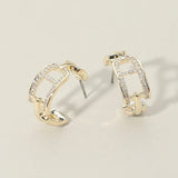 WONA TRADING Jewelry - Earrings Stone Paved Geometric Hoop Earrings In Gold 52988150