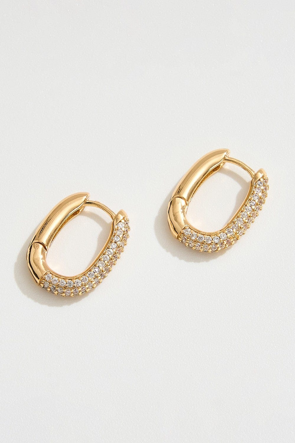 WONA TRADING Jewelry - Earrings Stone Paved Oval Huggie Hoop Earrings In Gold 39356662