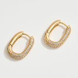 WONA TRADING Jewelry - Earrings Stone Paved Oval Huggie Hoop Earrings In Gold 39356662
