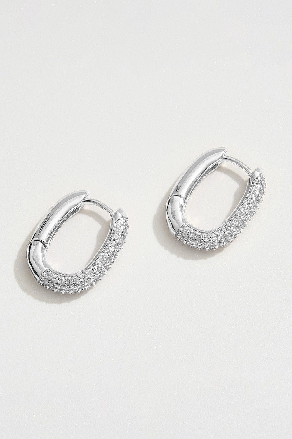 WONA TRADING Jewelry - Earrings Stone Paved Oval Huggie Hoop Earrings In Silver 39454966