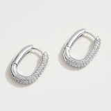 WONA TRADING Jewelry - Earrings Stone Paved Oval Huggie Hoop Earrings In Silver 39454966