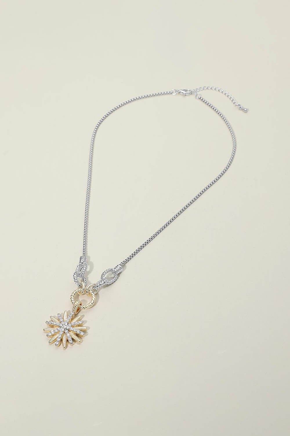 WONA TRADING Jewelry - Necklaces Two Tone Stone Paved Sunburst Necklace 27724022