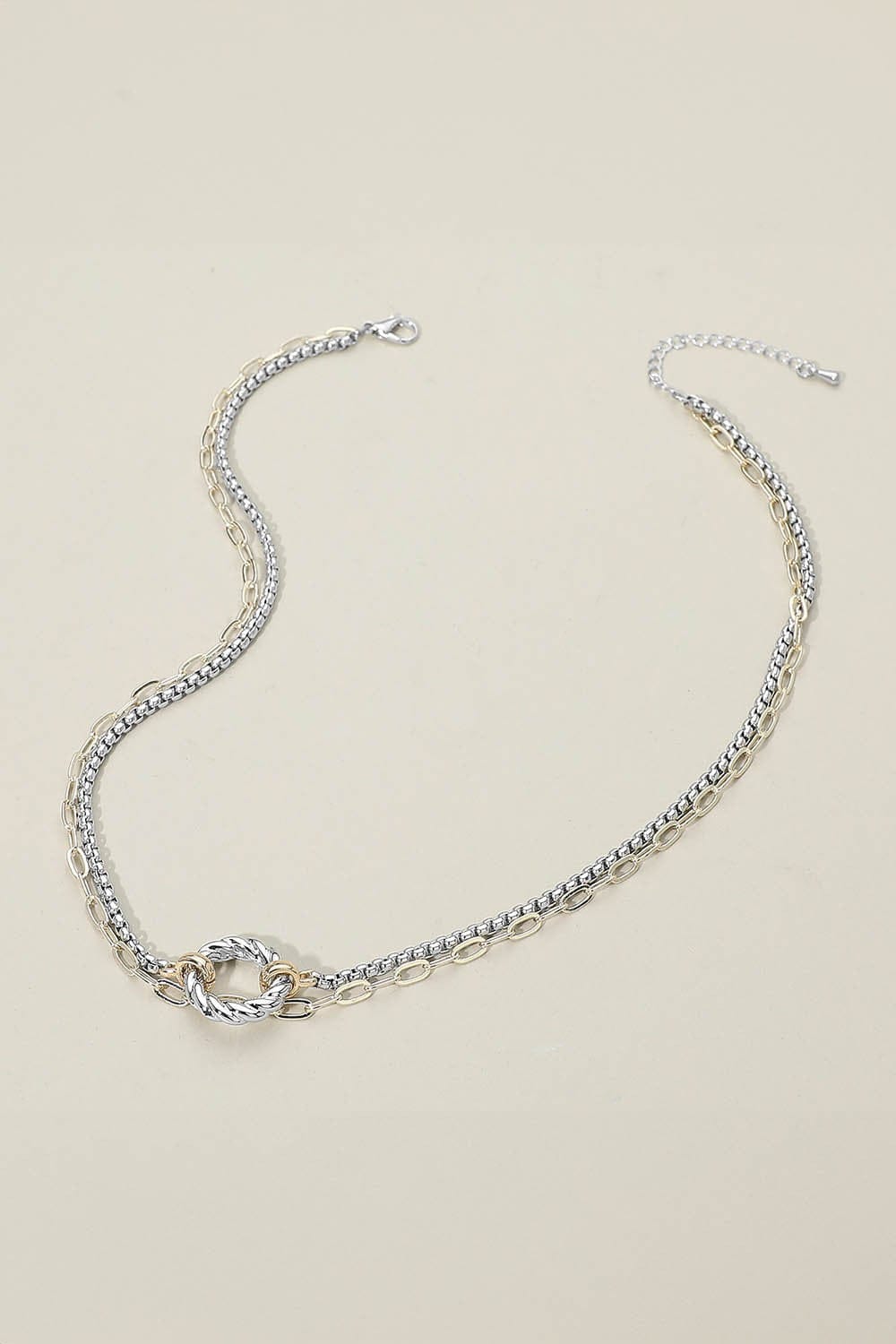 WONA TRADING Jewelry - Necklaces Two Tone Textured Ring Dual Chain Necklace 61729270