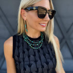 Wood And Natural Turquoise Triple Strand Necklace - Infinity Raine