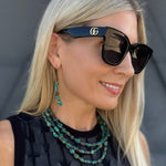 Wood And Natural Turquoise Triple Strand Necklace - Infinity Raine