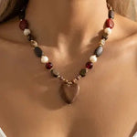 Wood Bead Heart Pendant Necklace - Infinity Raine