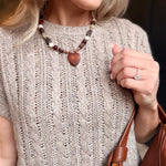 Wood Bead Heart Pendant Necklace - Infinity Raine