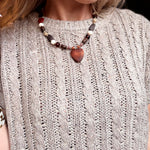 Wood Bead Heart Pendant Necklace - Infinity Raine