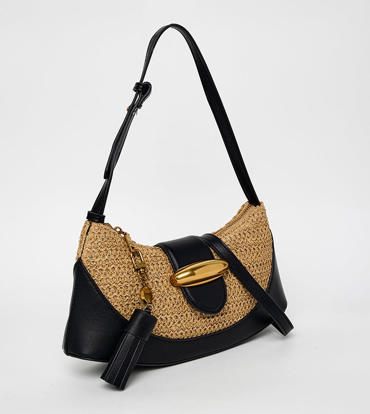 Woven Contrast Shoulder Bag - Infinity Raine